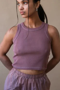 AUBERGINE GARMENT DYED TANK