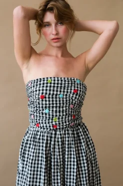 BETSY STRAPLESS GINGHAM DRESS