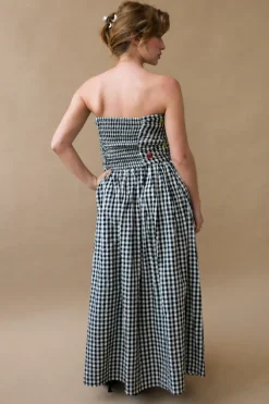 BETSY STRAPLESS GINGHAM DRESS