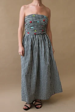BETSY STRAPLESS GINGHAM DRESS