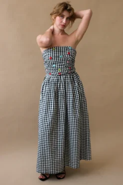 BETSY STRAPLESS GINGHAM DRESS