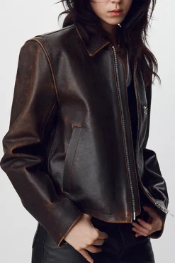 CALF LEATHER CROPPED JACKET