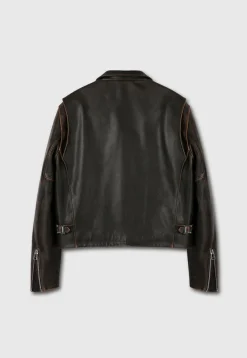 CALF LEATHER CROPPED JACKET