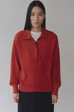 CASHMERE BLEND POLO SWEATER