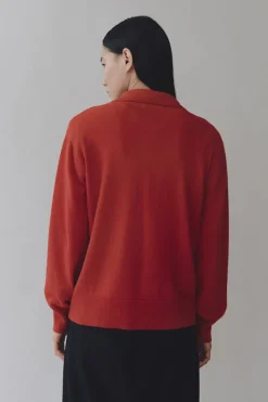 CASHMERE BLEND POLO SWEATER