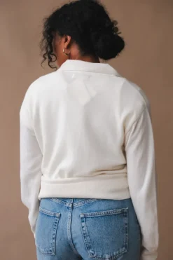 CASHMERE BLEND POLO SWEATER