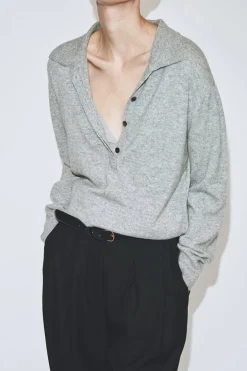 CASHMERE BLEND POLO SWEATER