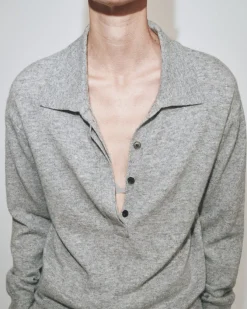 CASHMERE BLEND POLO SWEATER
