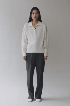 CASHMERE BLEND POLO SWEATER
