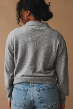 CASHMERE BLEND POLO SWEATER