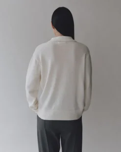 CASHMERE BLEND POLO SWEATER