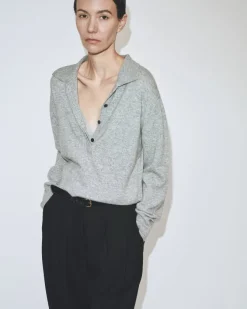CASHMERE BLEND POLO SWEATER