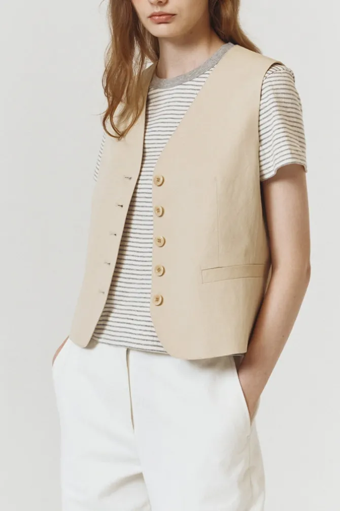 COTTON LINEN VEST