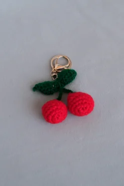CROCHET CHERRY BAG CHARM