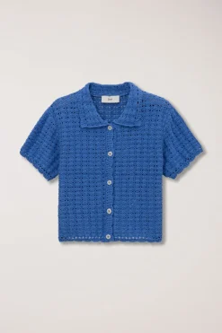 CROCHET COLLARED CARDIGAN