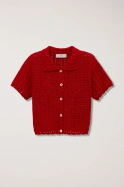 CROCHET COLLARED CARDIGAN