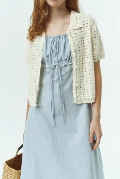 CROCHET COLLARED CARDIGAN