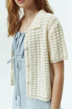 CROCHET COLLARED CARDIGAN