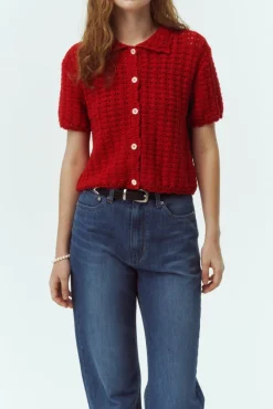 CROCHET COLLARED CARDIGAN