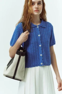 CROCHET COLLARED CARDIGAN