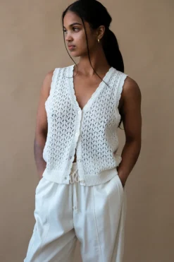 CROCHET OPEN KNIT VEST