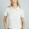 DEVON POINTELLE POLO TEE