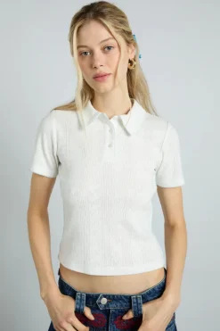 DEVON POINTELLE POLO TEE