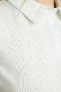 DEVON POINTELLE POLO TEE