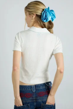 DEVON POINTELLE POLO TEE