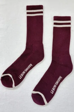 EXTENDED BOYFRIEND SOCKS MAROON