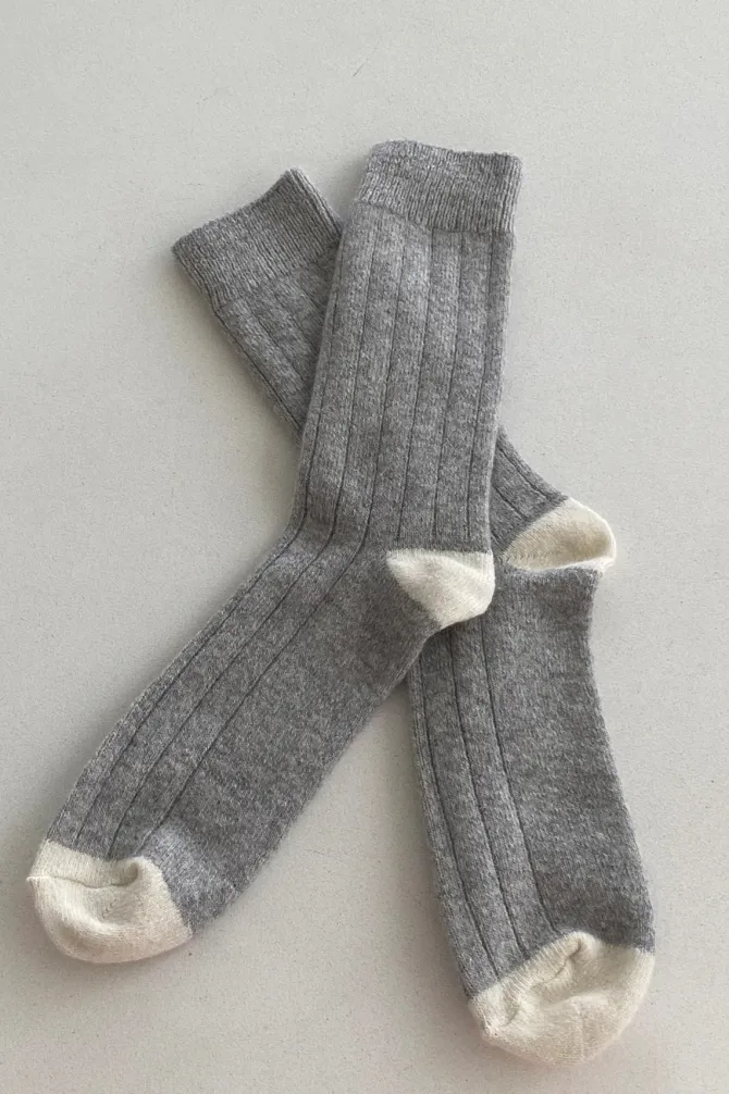 EXTENDED CASHMERE CLASSIC SOCKS GREY MELANGE