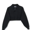 GARMENT-DYED CROPPED ZIP UP SWEATSHIRT