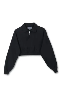 GARMENT-DYED CROPPED ZIP UP SWEATSHIRT