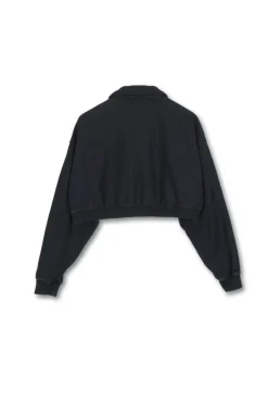 GARMENT-DYED CROPPED ZIP UP SWEATSHIRT