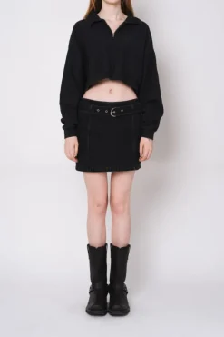 GARMENT-DYED CROPPED ZIP UP SWEATSHIRT