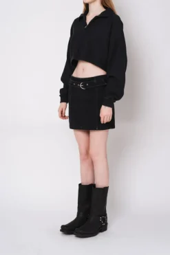 GARMENT-DYED CROPPED ZIP UP SWEATSHIRT