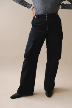 GARMENT-DYED GABARDINE WIDE CARGO PANTS