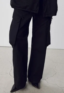 GARMENT-DYED GABARDINE WIDE CARGO PANTS