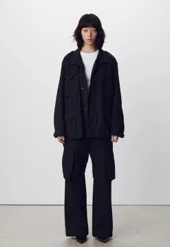 GARMENT-DYED GABARDINE WIDE CARGO PANTS