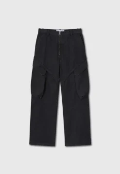 GARMENT-DYED GABARDINE WIDE CARGO PANTS