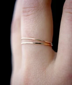 HAMMERED THIN STACKING RING ROSE GOLD