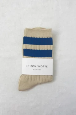 HER VARSITY SOCKS AZURE