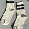 HER VARSITY SOCKS CREAM BLACK