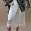 LACE TRIM SATIN WRAP SKIRT