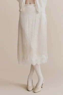 LACE TRIM SATIN WRAP SKIRT