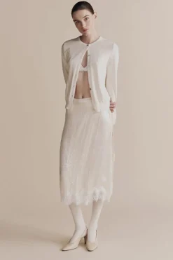 LACE TRIM SATIN WRAP SKIRT