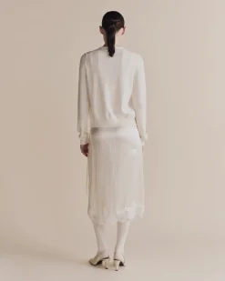 LACE TRIM SATIN WRAP SKIRT