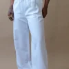 LINEN COTTON BANDED PANTS