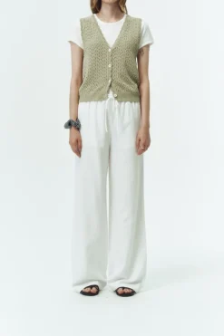 LINEN COTTON BANDED PANTS