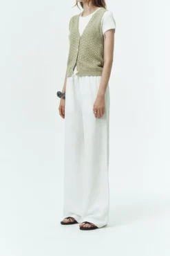 LINEN COTTON BANDED PANTS